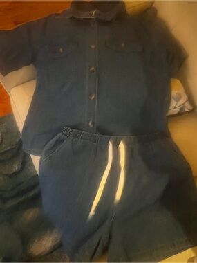 Women's Blue Jean Shorts with Drawstring